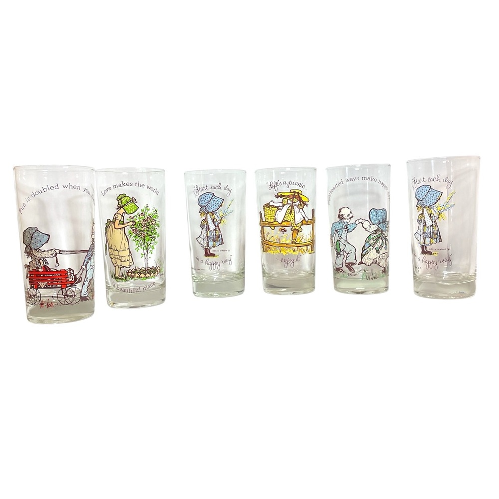 Vintage 1970s American Greetings Holly Hobby Glasses set of 6